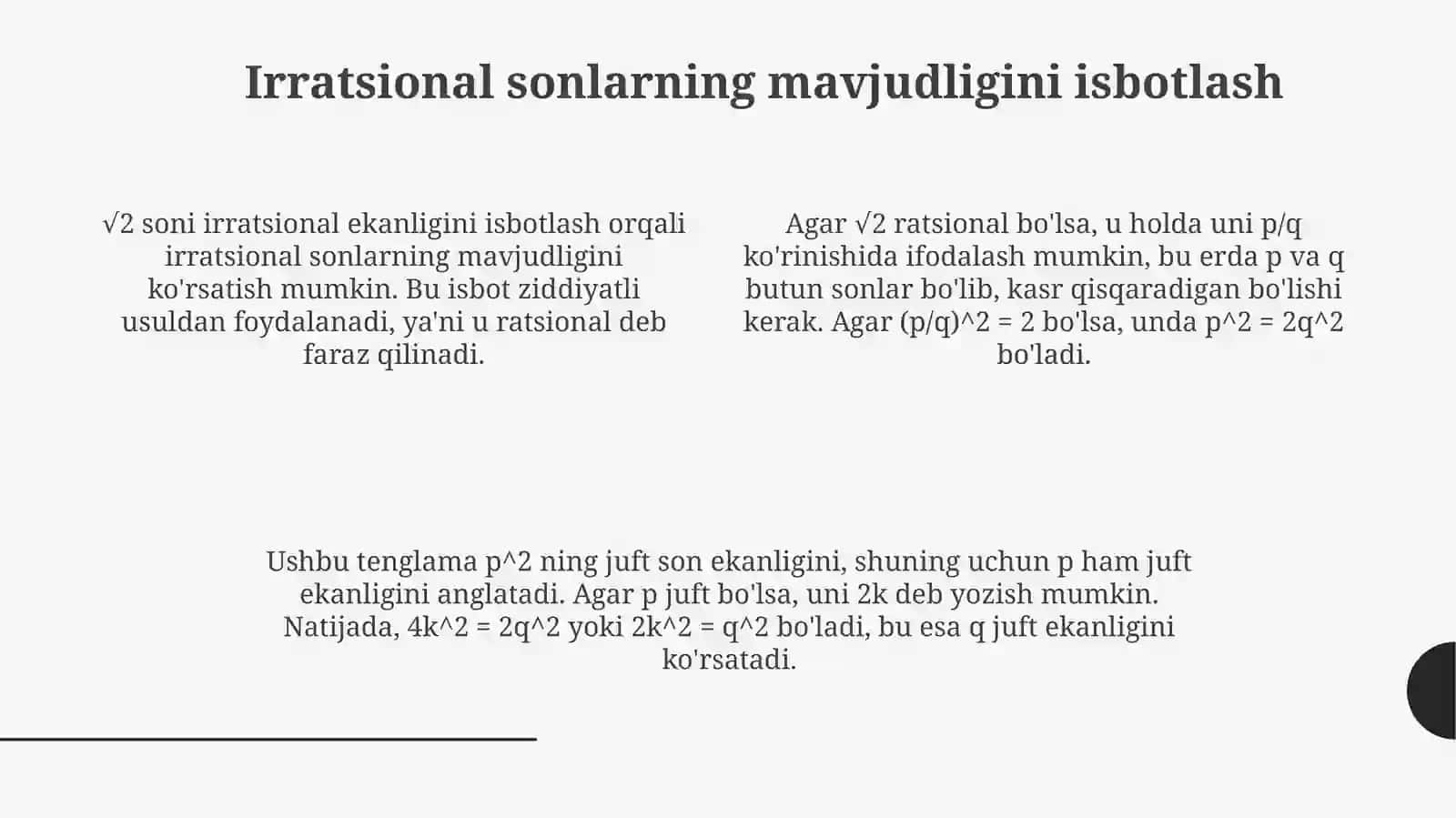 Irratsional sonlargadoirmisollaryechish 4