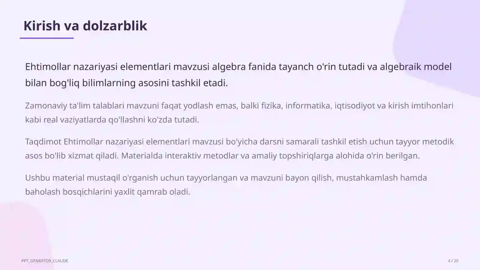 Ehtimollar nazariyasi elementlari (9-sinf) 4