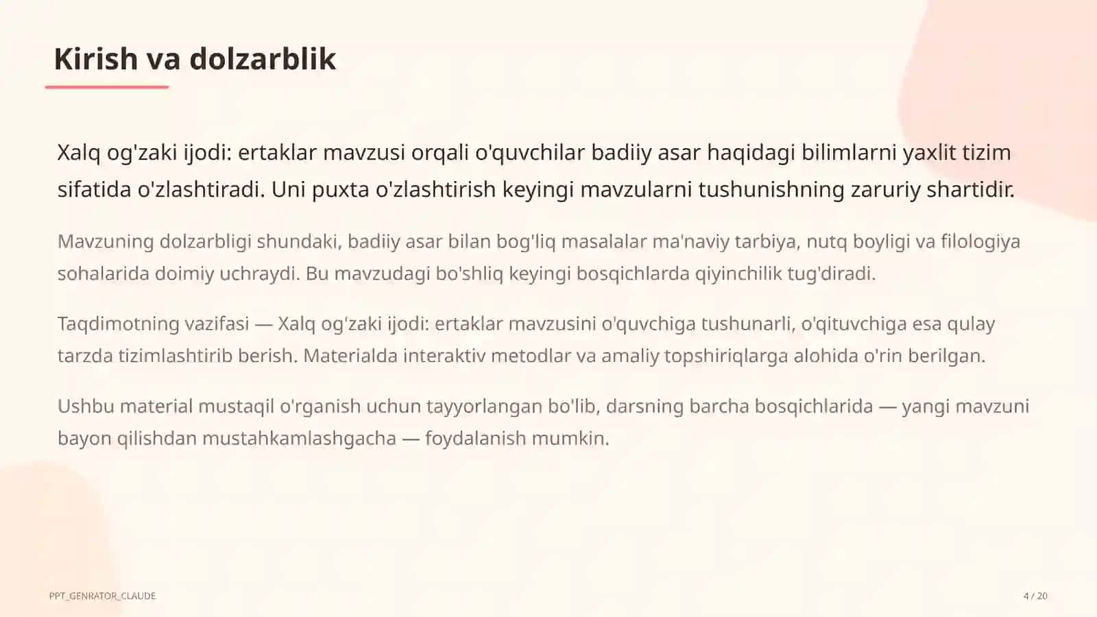 Xalq og'zaki ijodi: ertaklar (5-sinf) 4