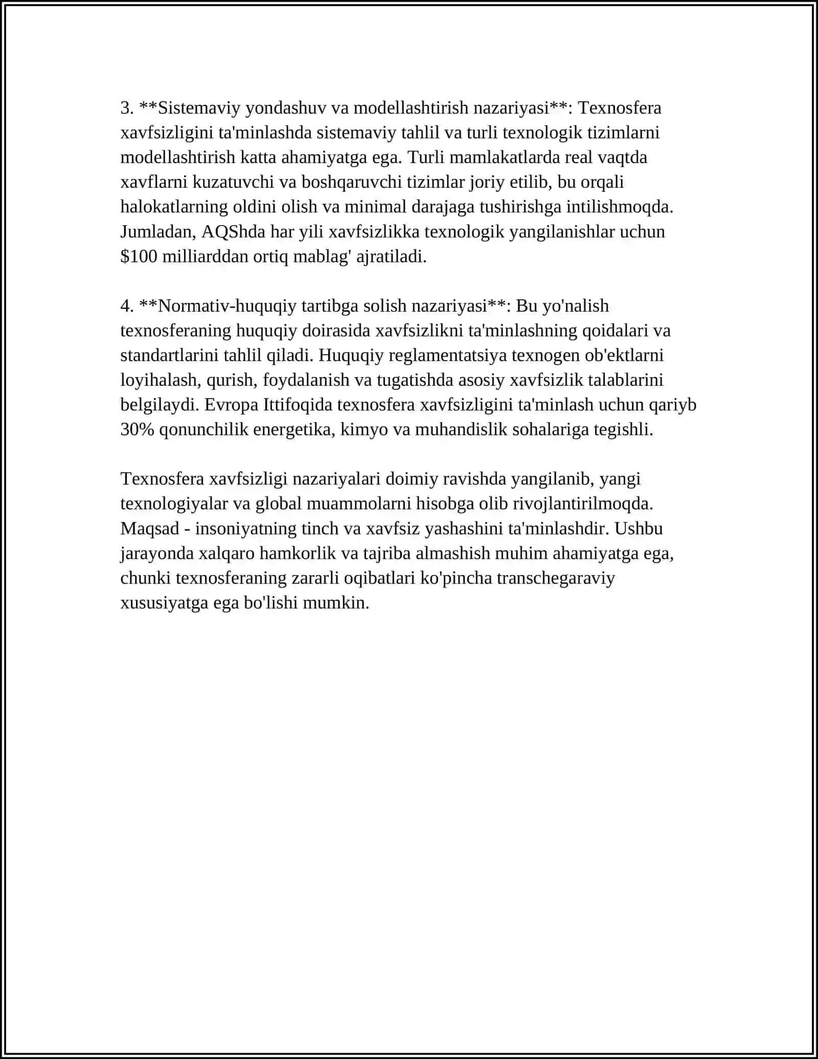 MUSTAQIL ISH Mavzu: TRANSPORT UNIVERSITETI TEXNOSFERA XAVFSIZLIGI 4