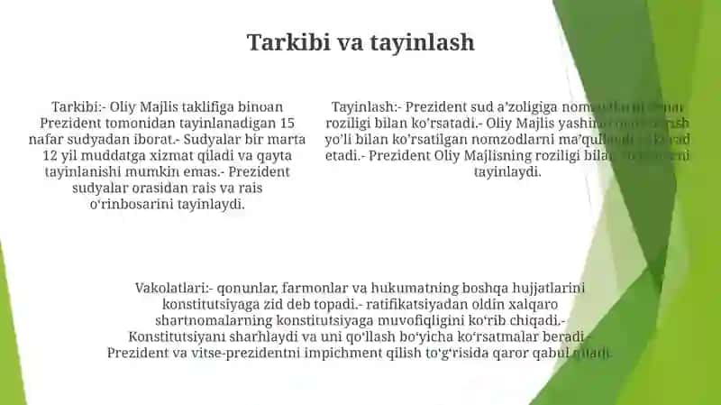 OʻZbekiston Respublikasi Konstitutsiyaviy Sudi Va Uning Vakolatlari 4