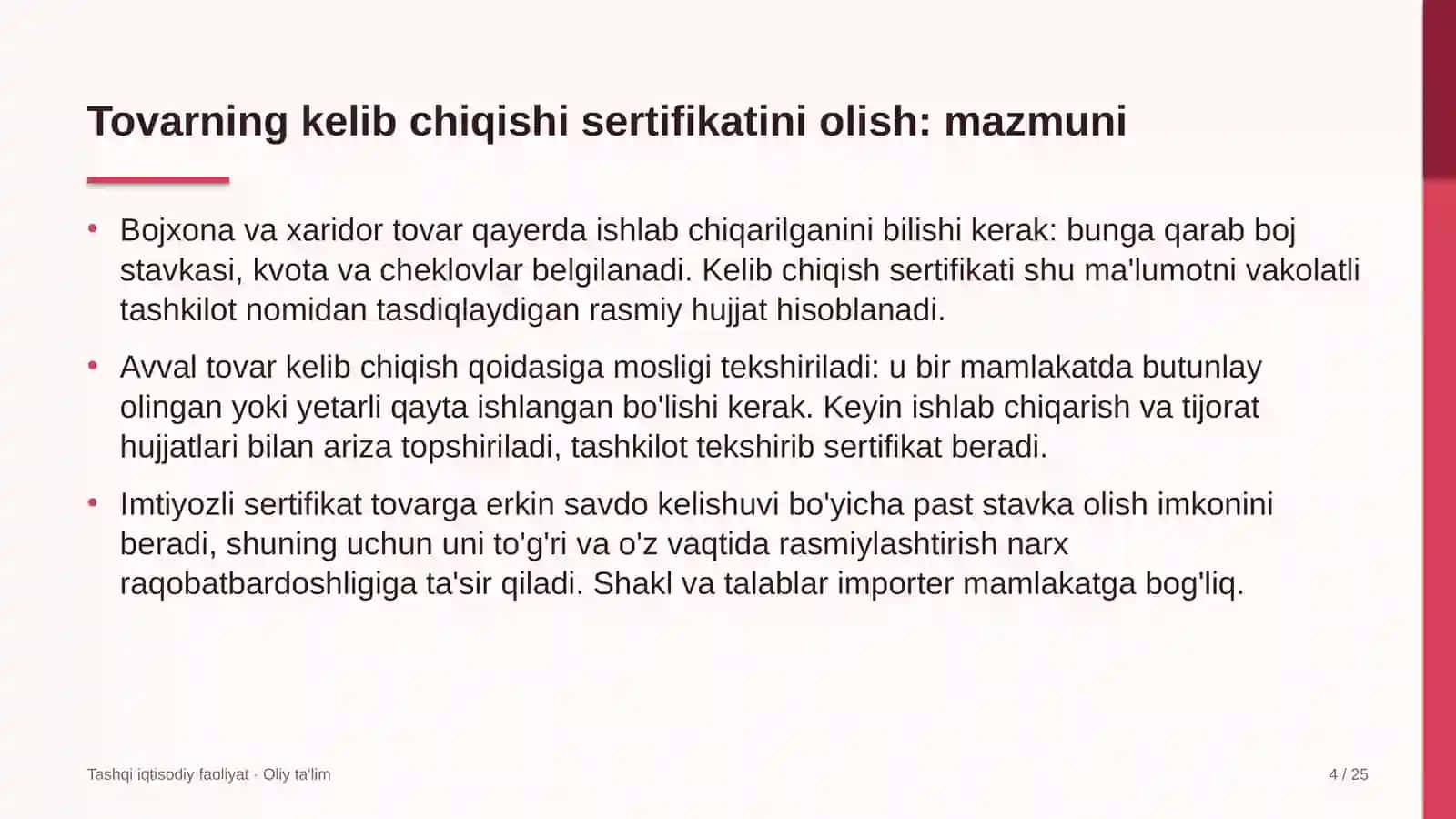Yoshlar turizmida tovarning kelib chiqishi sertifikatini olish 4