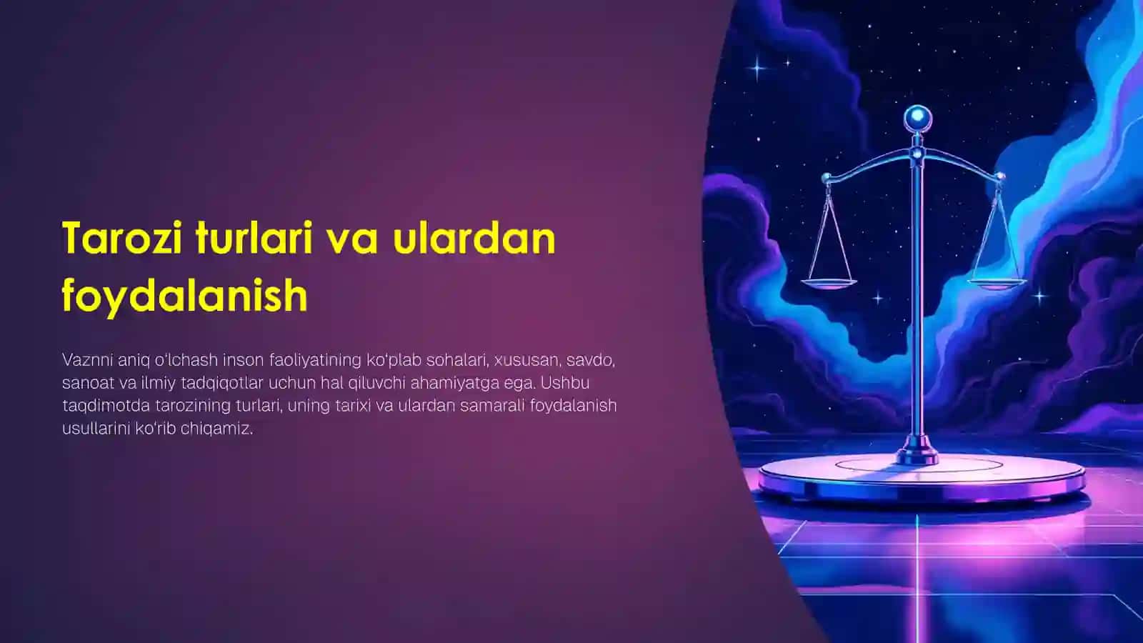 Tarozi turlari va ulardan foydalanish mavzusida Taqdimot 4