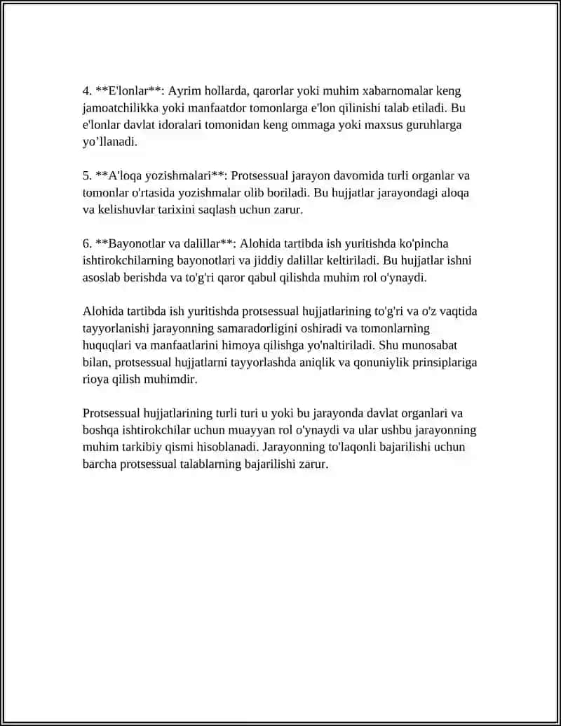 ALOHIDA TARTIBDA IS YURITISHDAGI PROTSESSUAL HUJJATLAR 4