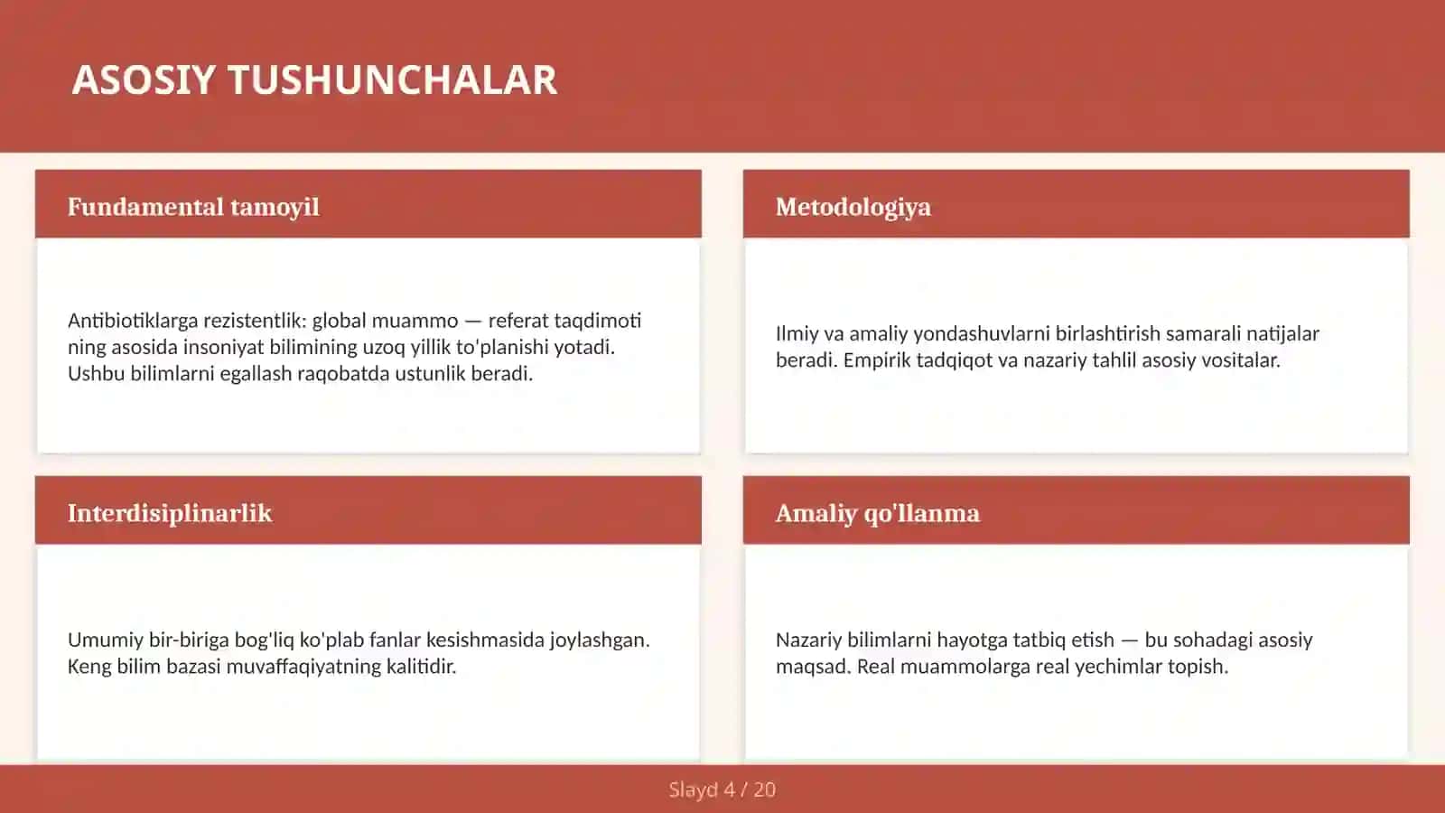 Antibiotiklarga rezistentlik: global muammo — referat taqdimoti 4
