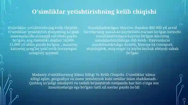 Xonakilashtirilgan Hayvon, Madaniy Osimliklarning Xilma Xilligi Va Kelib Chiqishi 4