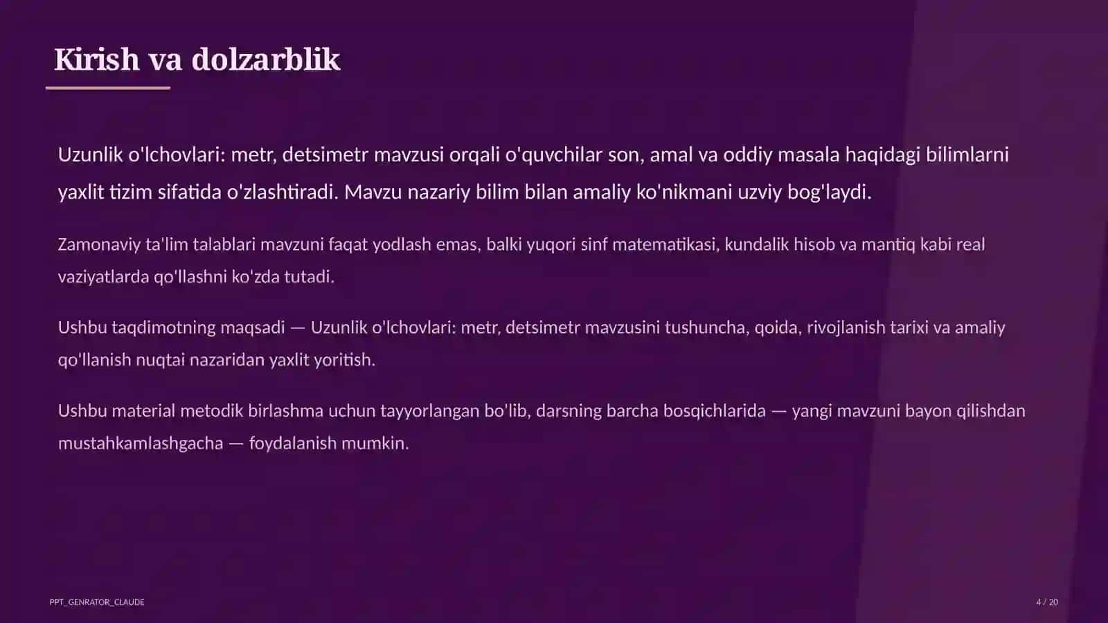 Dars rejasi 4