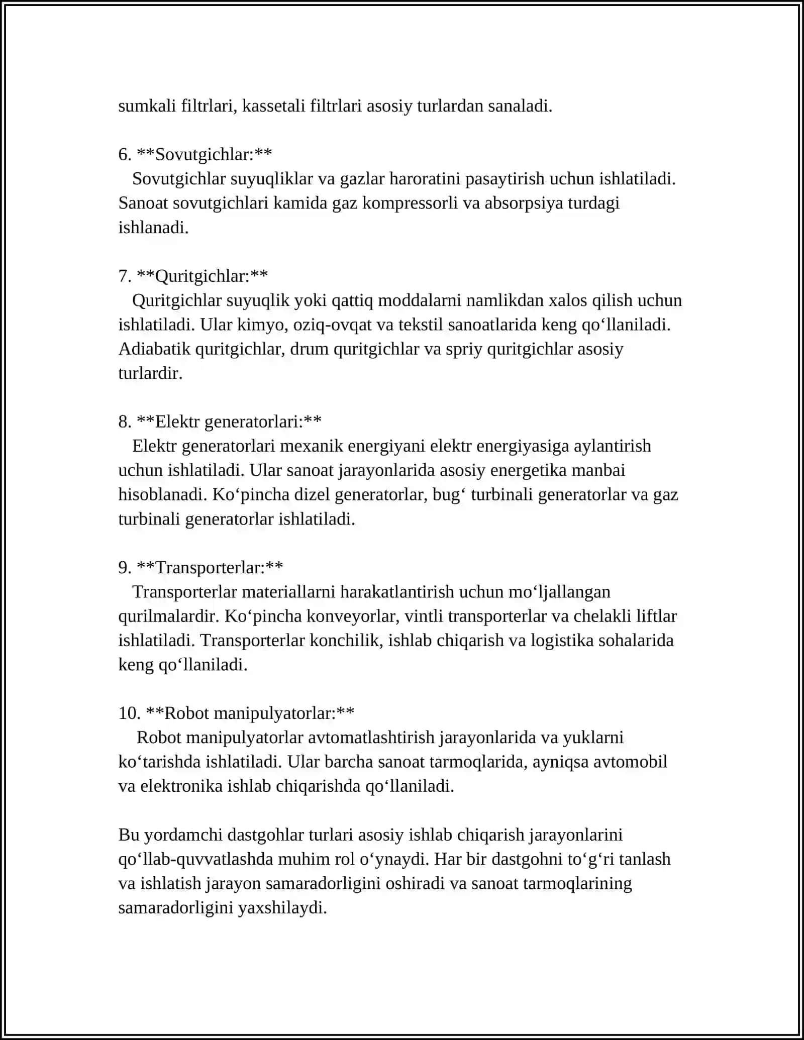 Yordamchi jarayonlarda ishlatiladigan dastgohlar va ularning turlari 4