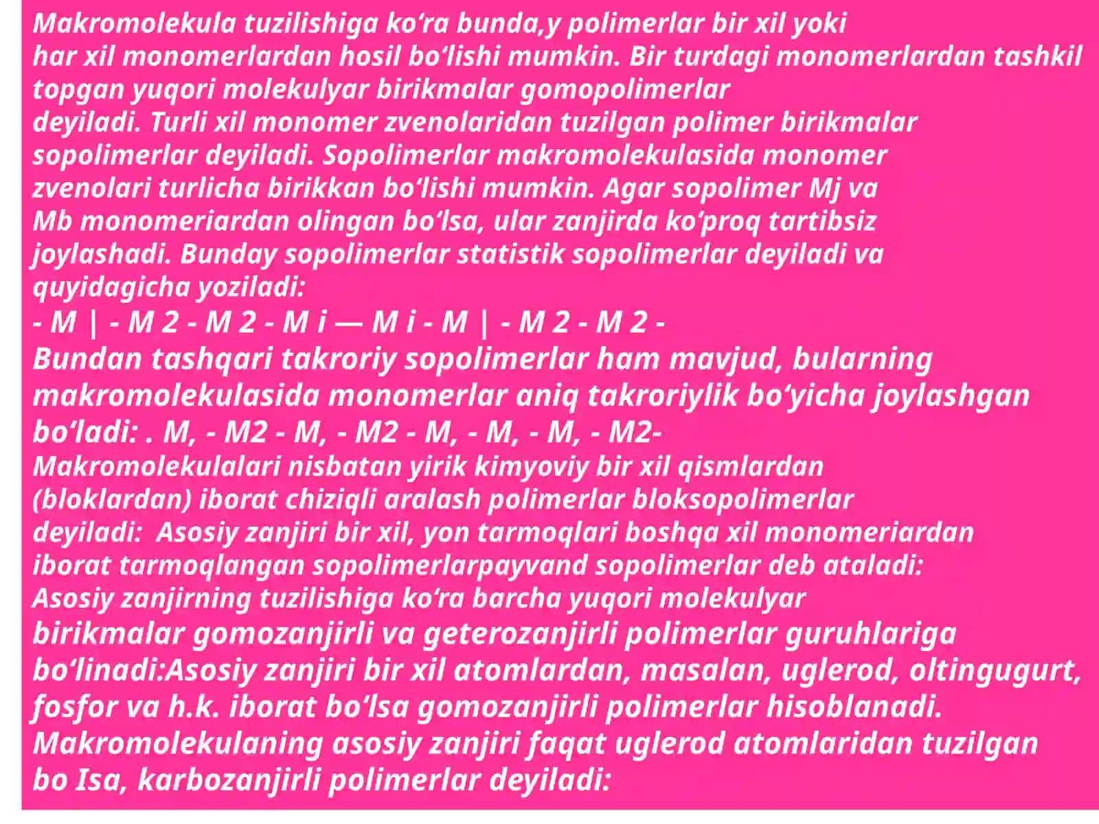 Yuqori molekulyar birikmalar va ularning biologik xossalari 4
