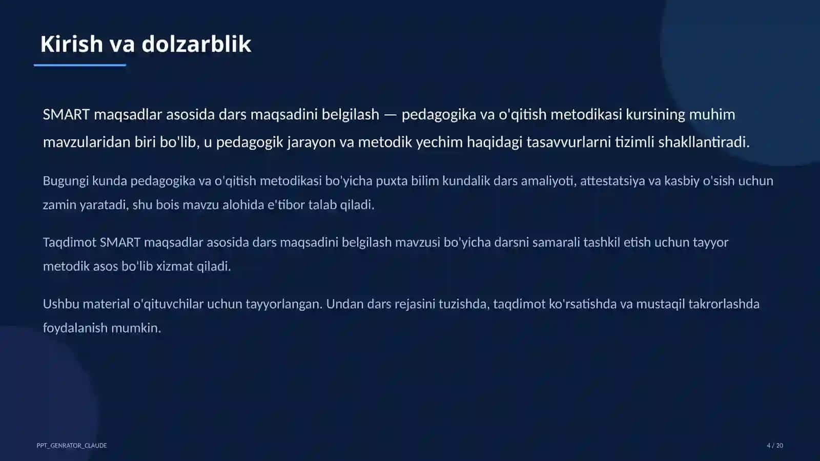 Dars rejasi 4