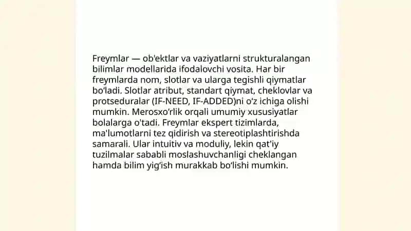 Bilimlarni ifodalash usullari 4