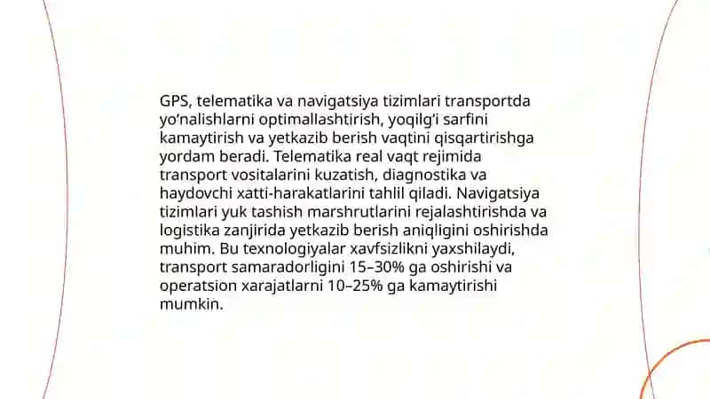 Axborot tizimlari va transport boshqaruvida ITning oʻrni 4