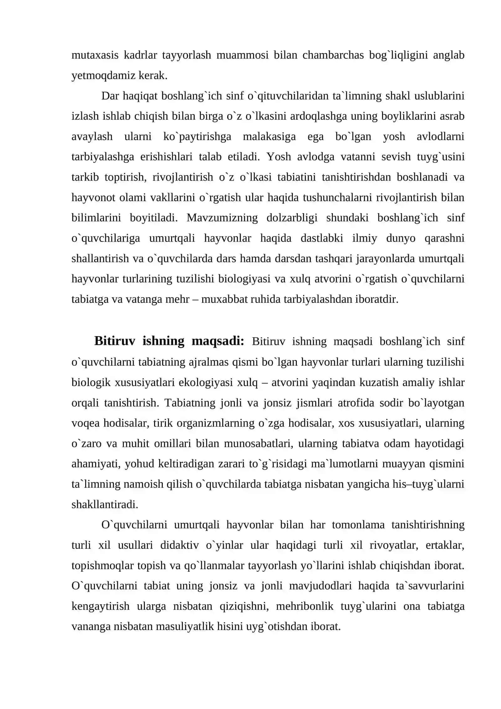 Boshlang`ich sinf o`quvchilarini umurtqali hayvonlar bilan tanishtirishning metodlari 4