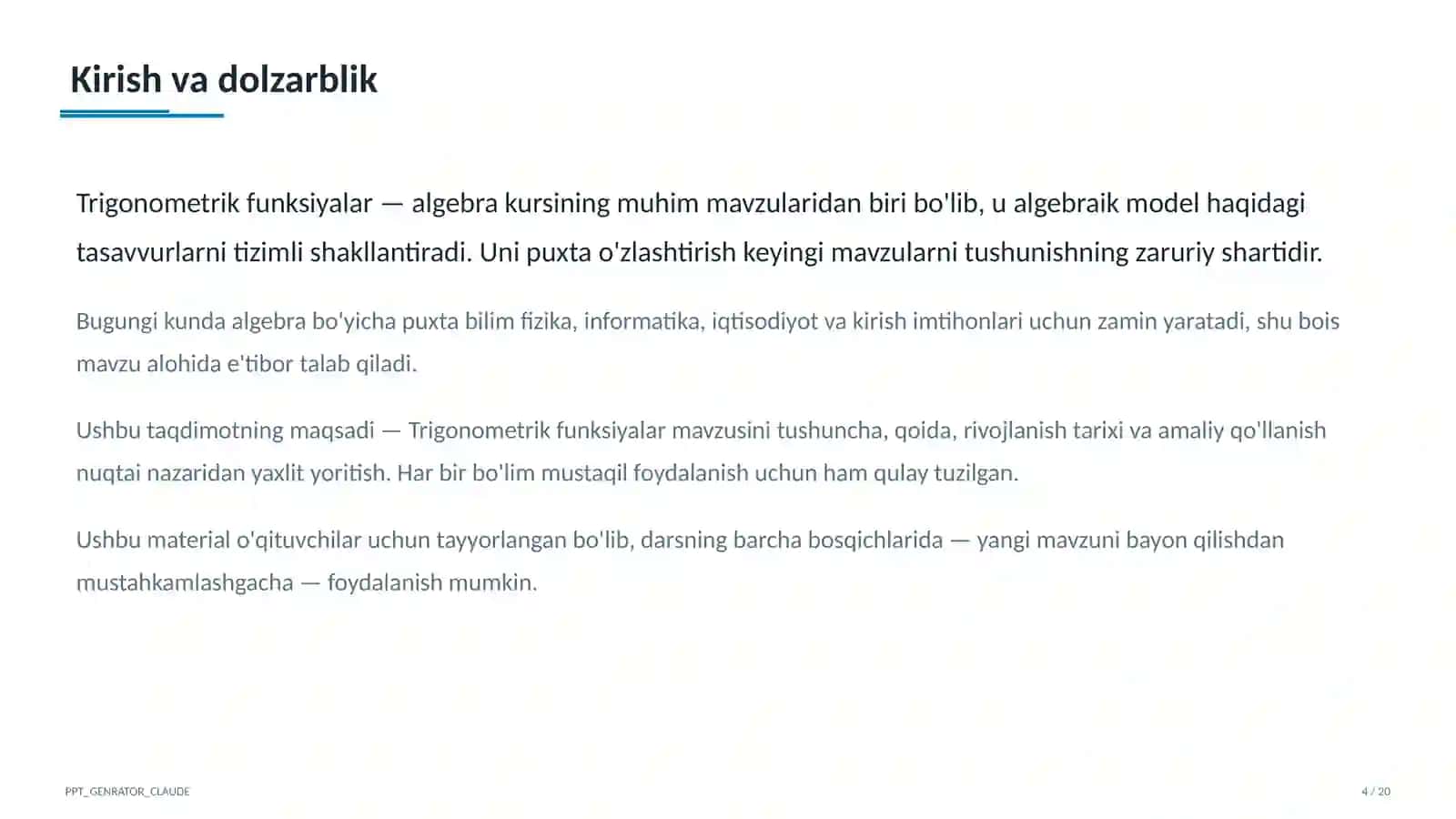 Trigonometrik funksiyalar (10-sinf) 4
