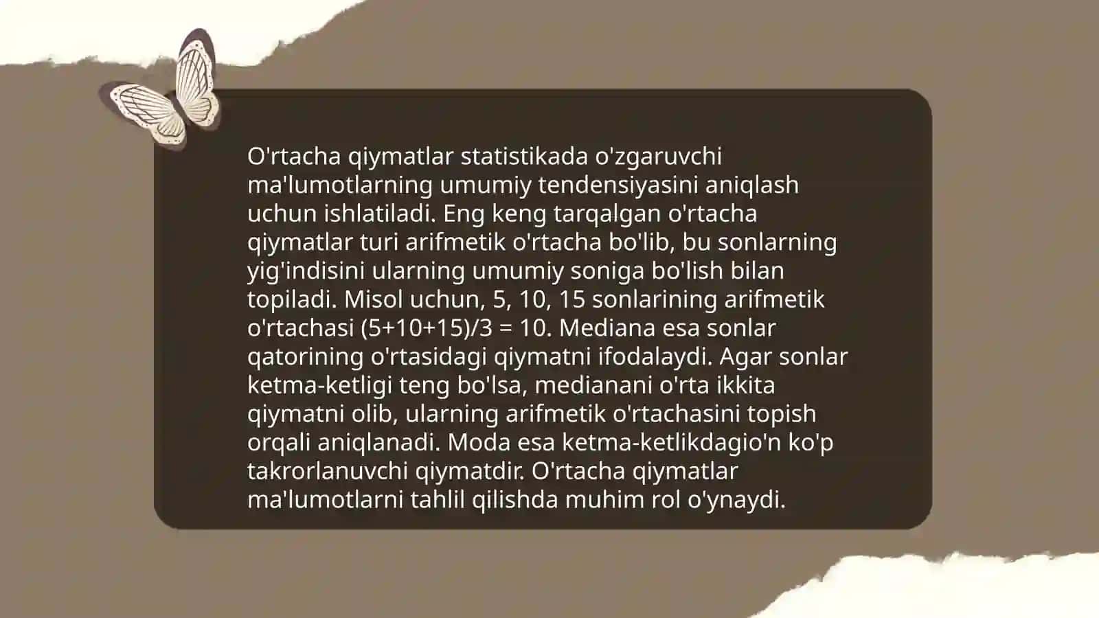 Ekonometrikada qo'llaniladigan statistik ko'rsatkichlar 4