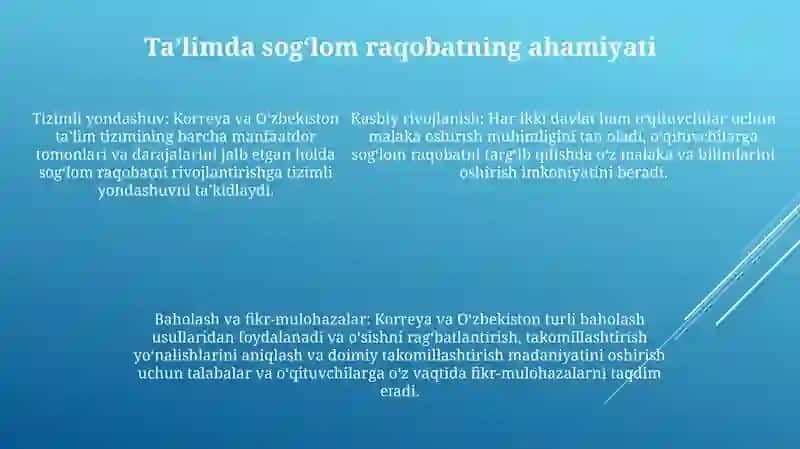Koreya Va O‘Zbekiston Maktablarida Pedagog Xodimlar O'Rtasida Sog‘Lom Raqobat Tizimining Qiyosiy Tahlili 4
