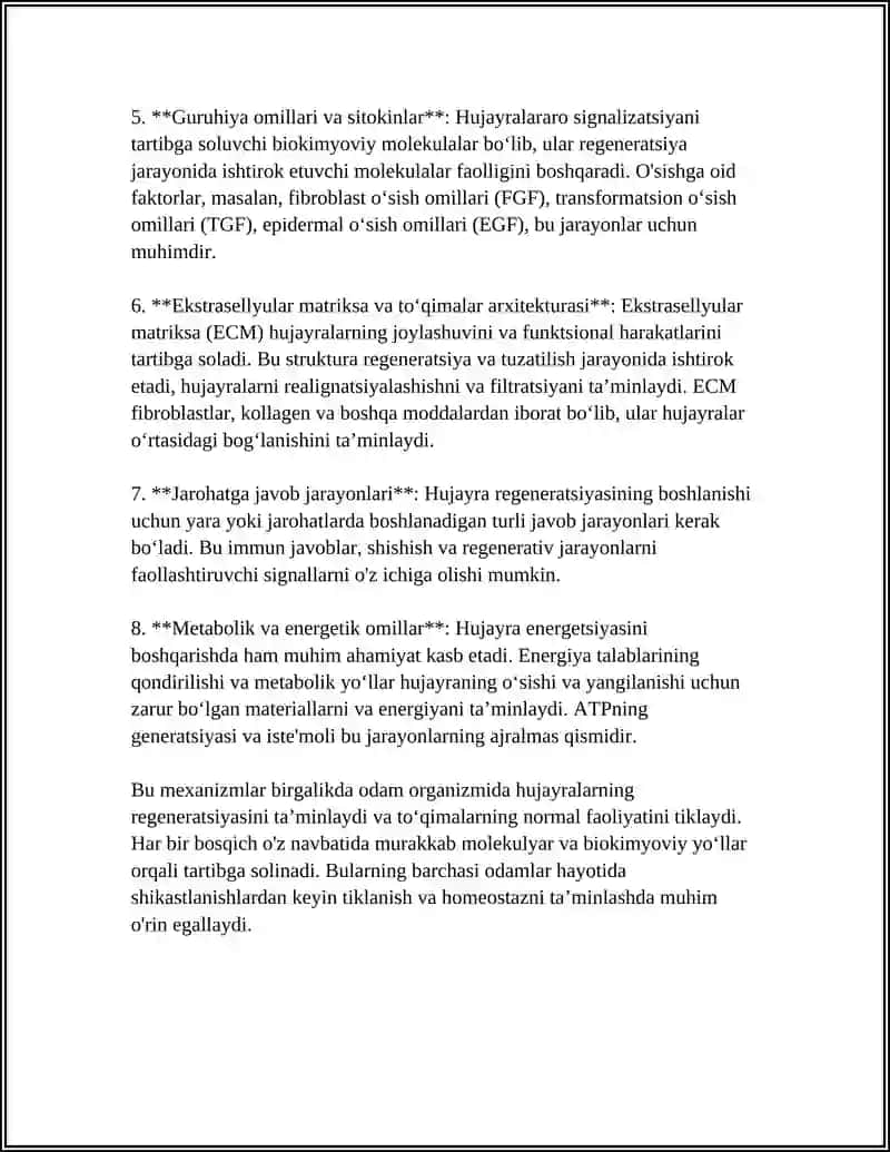 Odamlarda Regeneratsiya 4