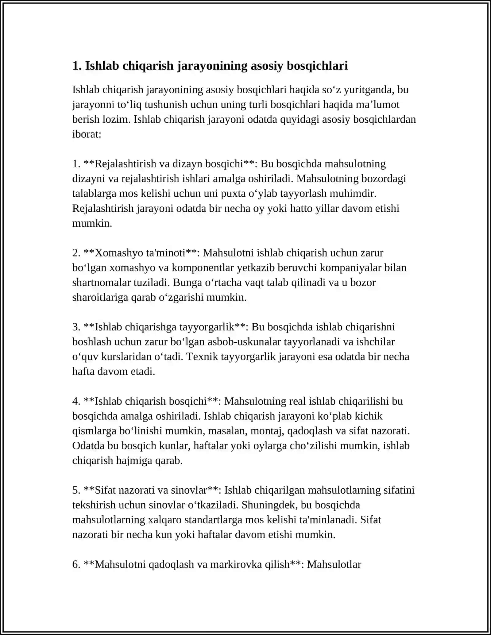 ISHLAB CHIQARISH JARAYONINING MAZMUNI VA UNING IQTISODIY ASOSLARI 4