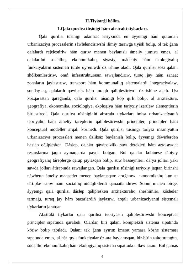 Qalasazliq sistemasiniñ qasiyetleri ham klassifikatsiyasi 4
