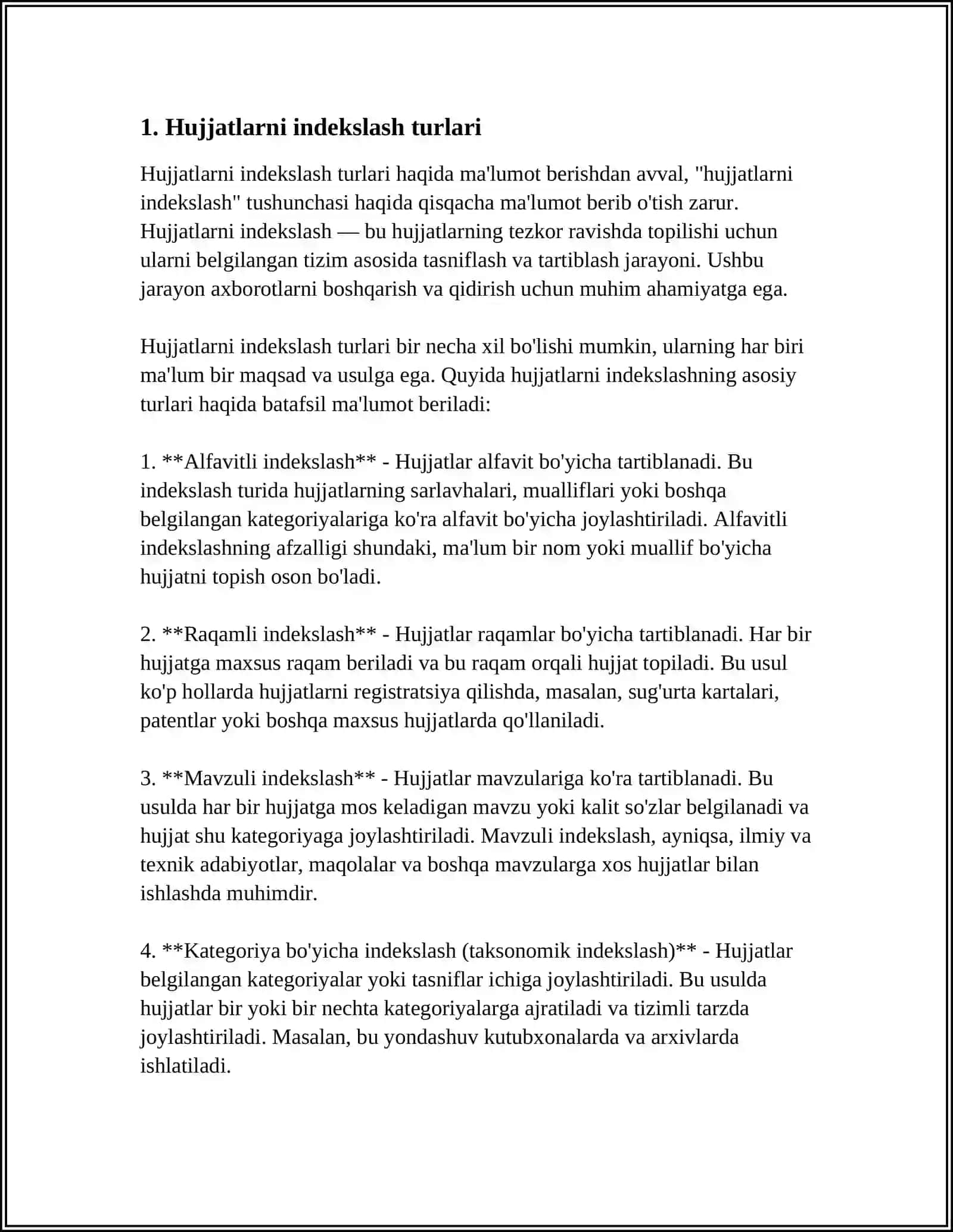 UO'K JADVALI ASOSIDA HUJJATLARNI INDEKSLASH VA TAHLIL QILISH 4