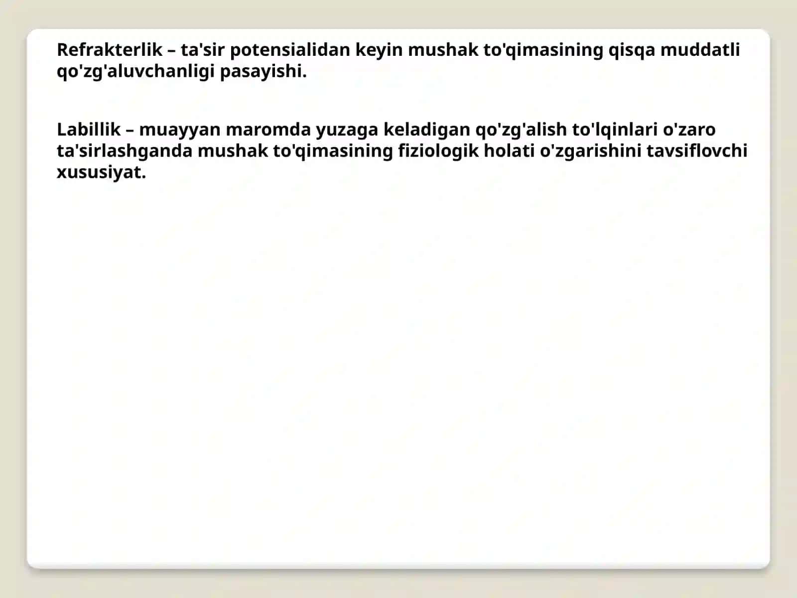 Biologiya - Mushaklarning asosiy fiziologik xususiyatlari 4