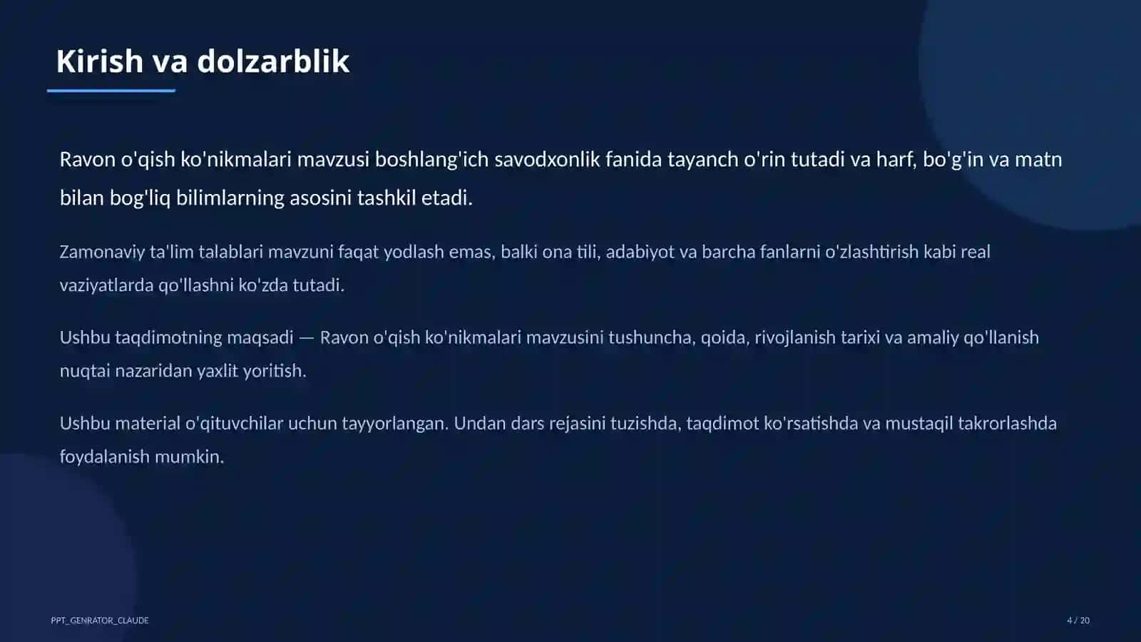 Ravon o'qish ko'nikmalari (1-sinf) 4