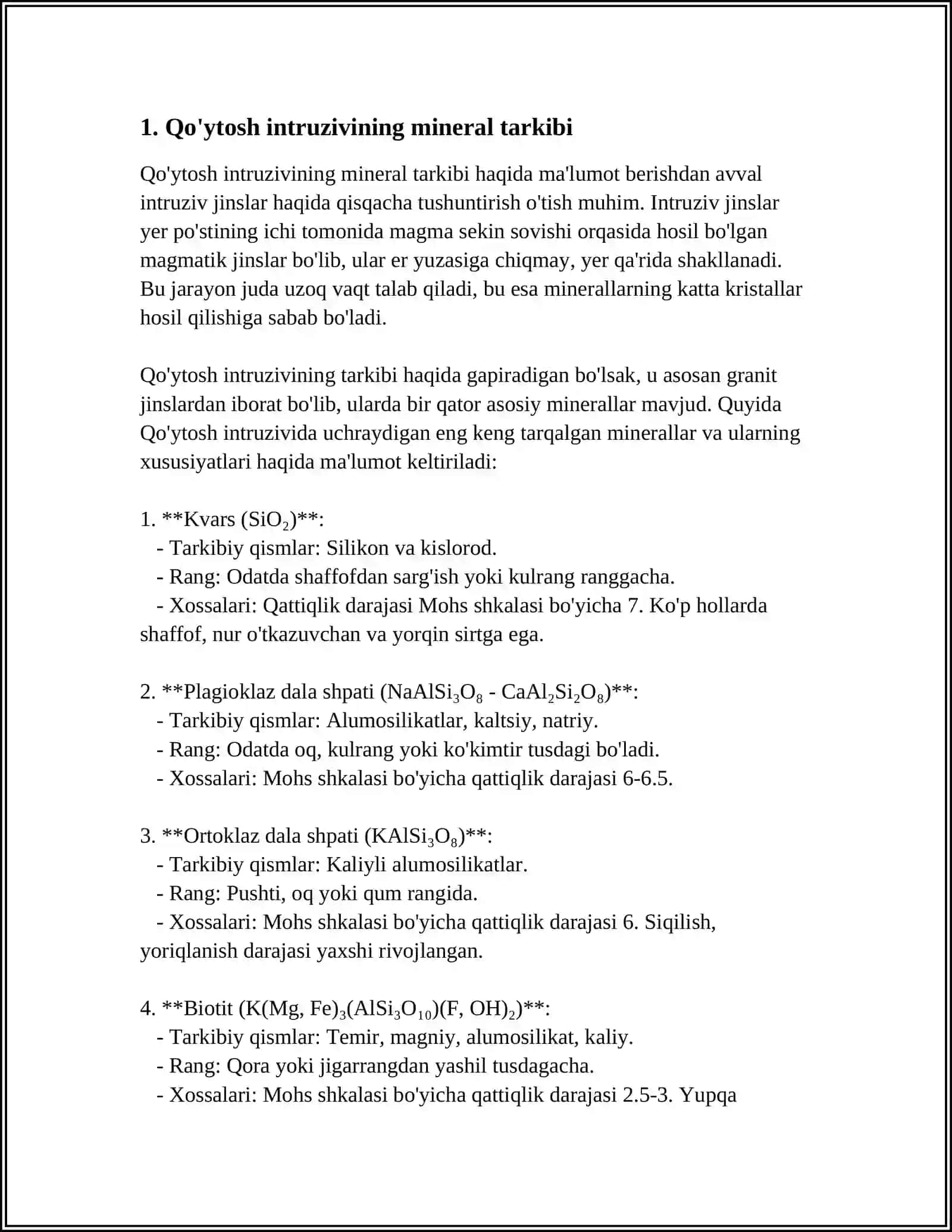 QO'YTOSH INTRUZIVINING PETROGRAFIK XUSUSIYATLARI 4