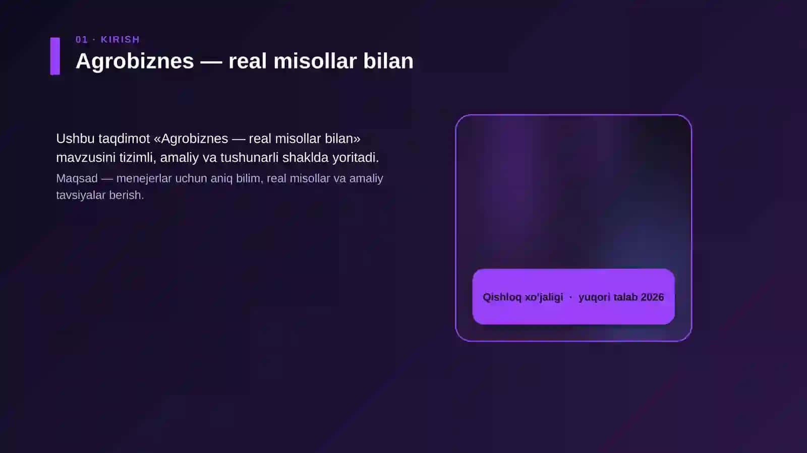 Agrobiznes — real misollar bilan 4