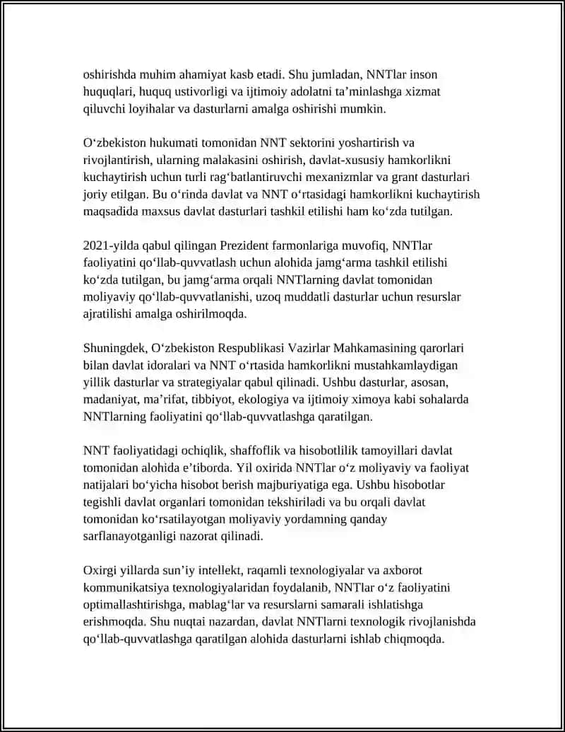 ÕZBEKISTONDA NODAVLAT VA NOTEJORAT TASHKILOTLAR FAOLIYATI 4
