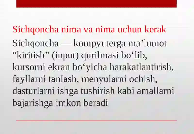 Monitor va sichqoncha qurilmalarining turlari va vazifalari 4