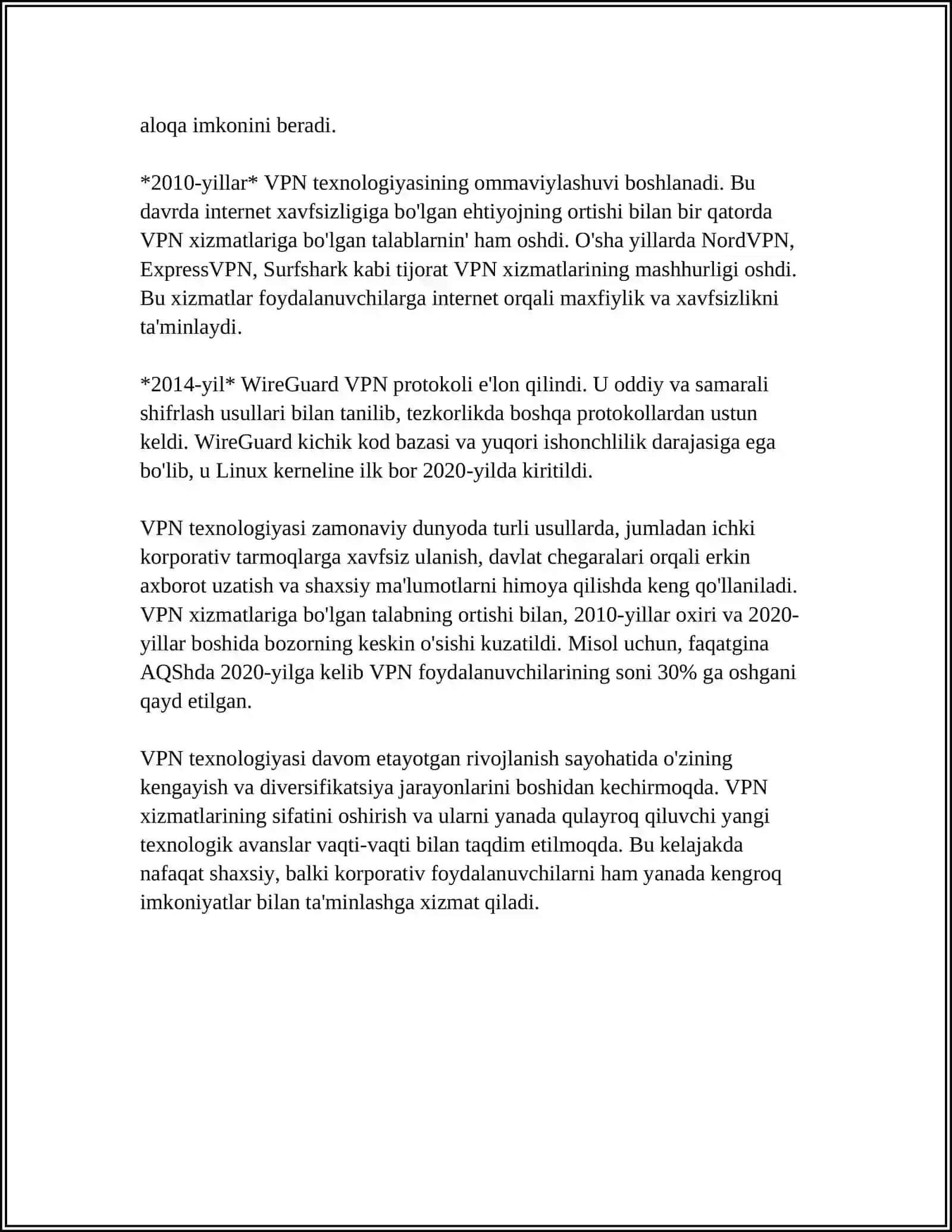 VPN VA UNING XAVFSIZLIK TAʼMINLASH MEHANIZMLARI 4