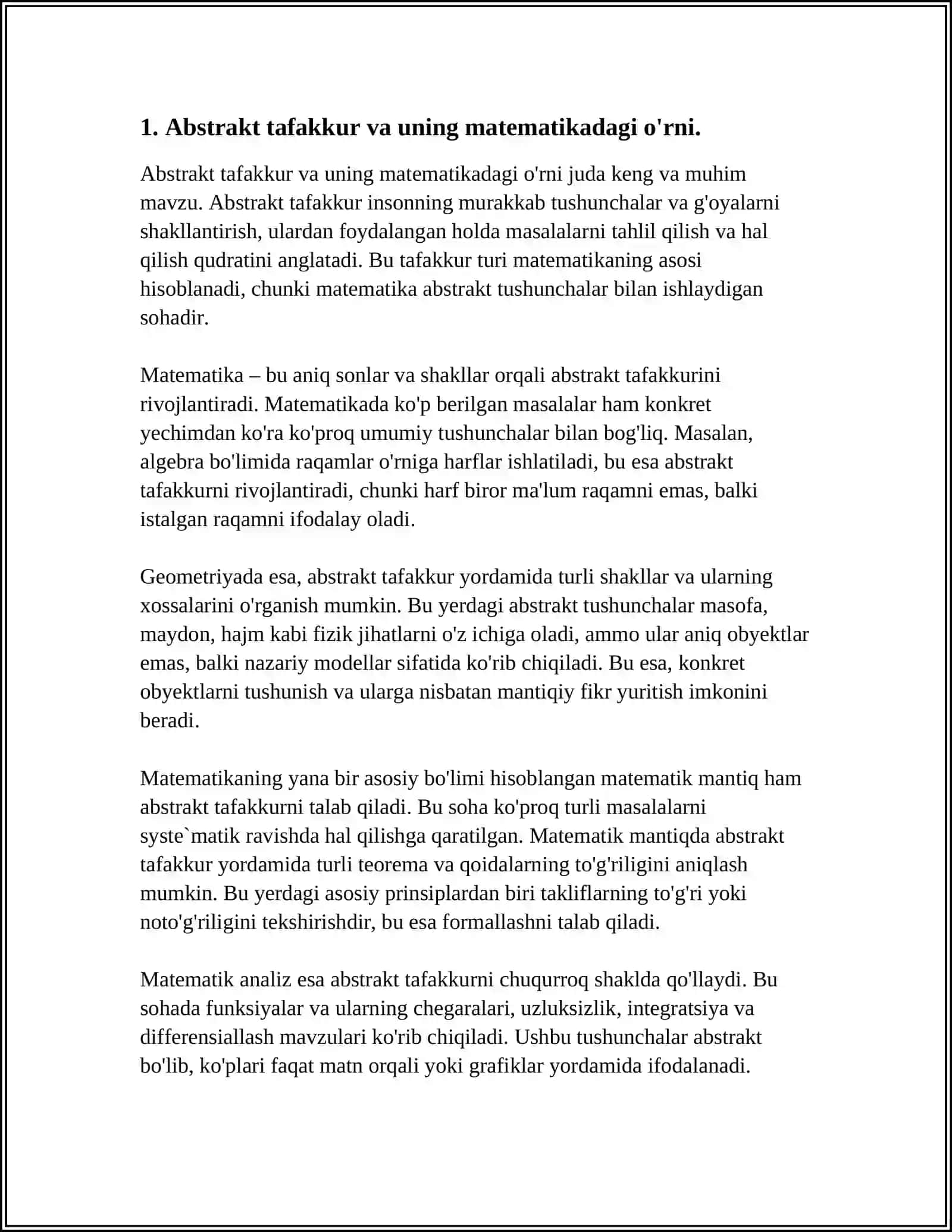 1-SINF MATEMATIKA DARSLARIDA OʻQUVCHILARNI ABSTRAKT TAFAKKURINI RIVOJLANTIRISH VA MANTIQIY FIKRLASHGA OʻRGATISH 4