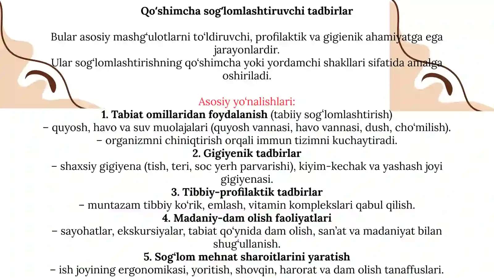 Asosiy Sogʻlomlashtiruvchi Mashgʻulotlar 4