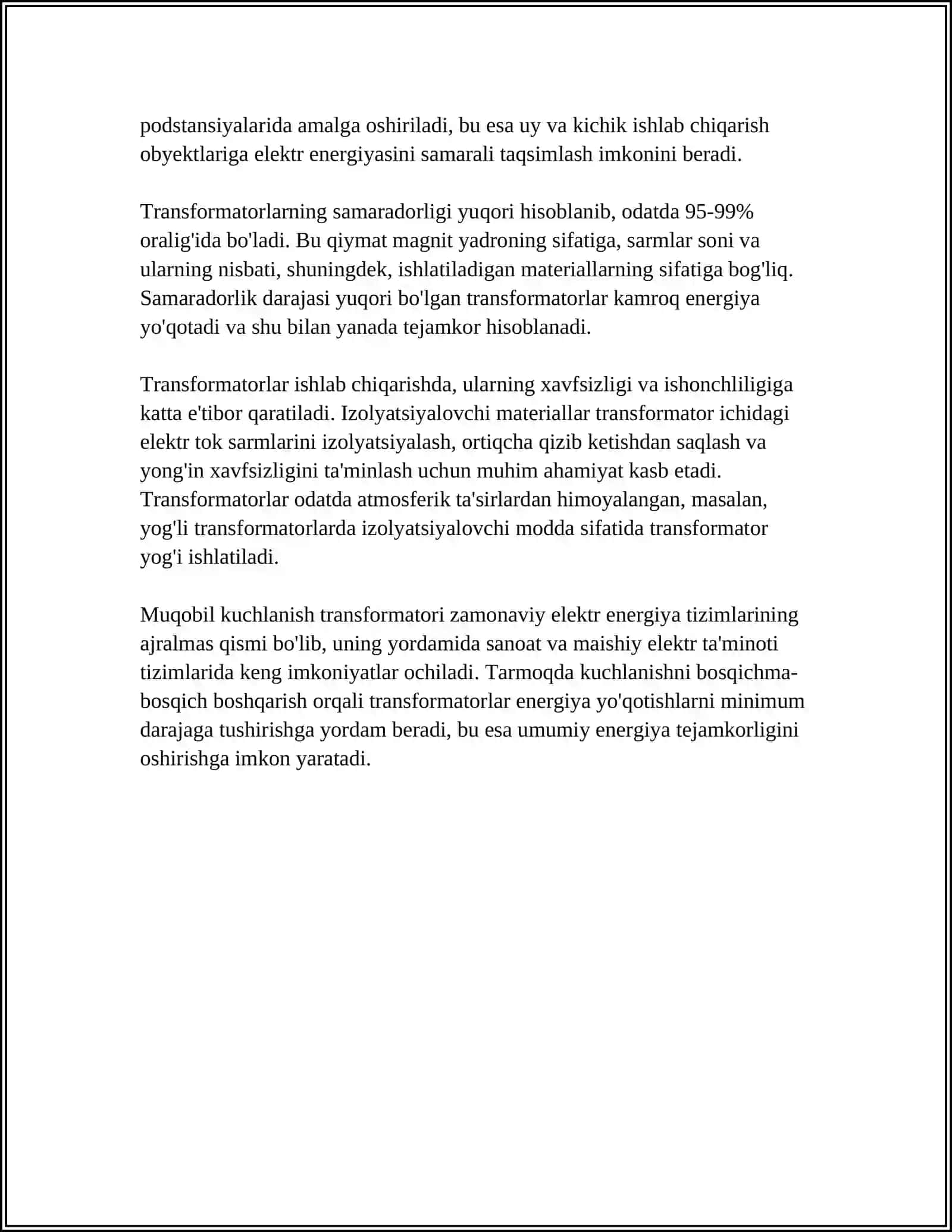 YUQORI KUCHLANISH TARMOQDAN PAST KUCHLANISHGA OTISHNI HIMOYASI 4