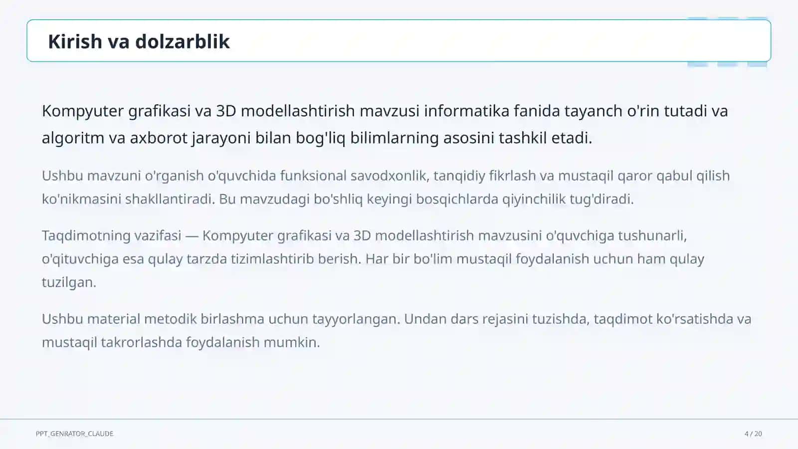 Kompyuter grafikasi va 3D modellashtirish (10-sinf) 4