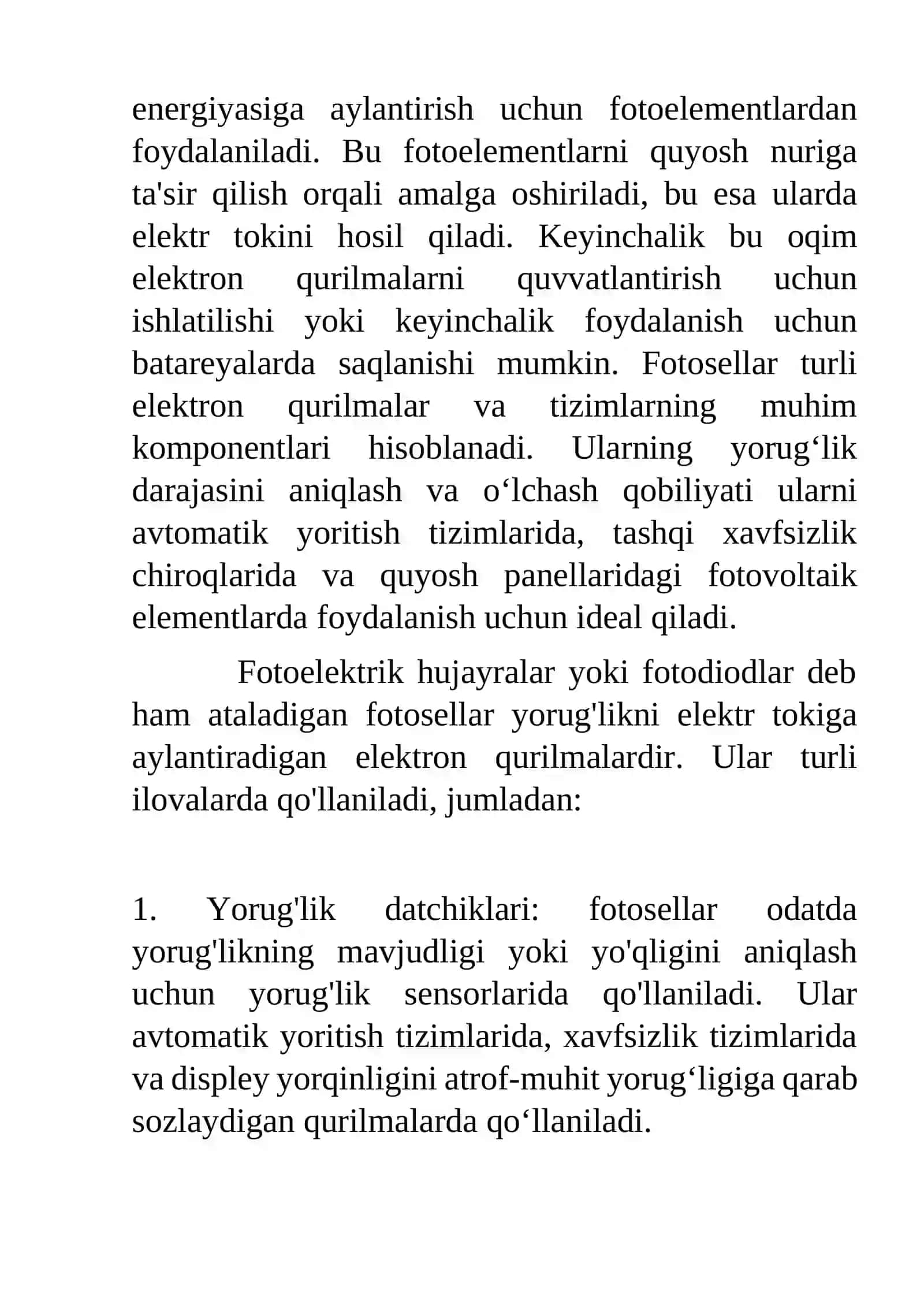 Fotorezistor yordamida xonalarni yoritish chiroqlarini boshqarish KURS ISH 4