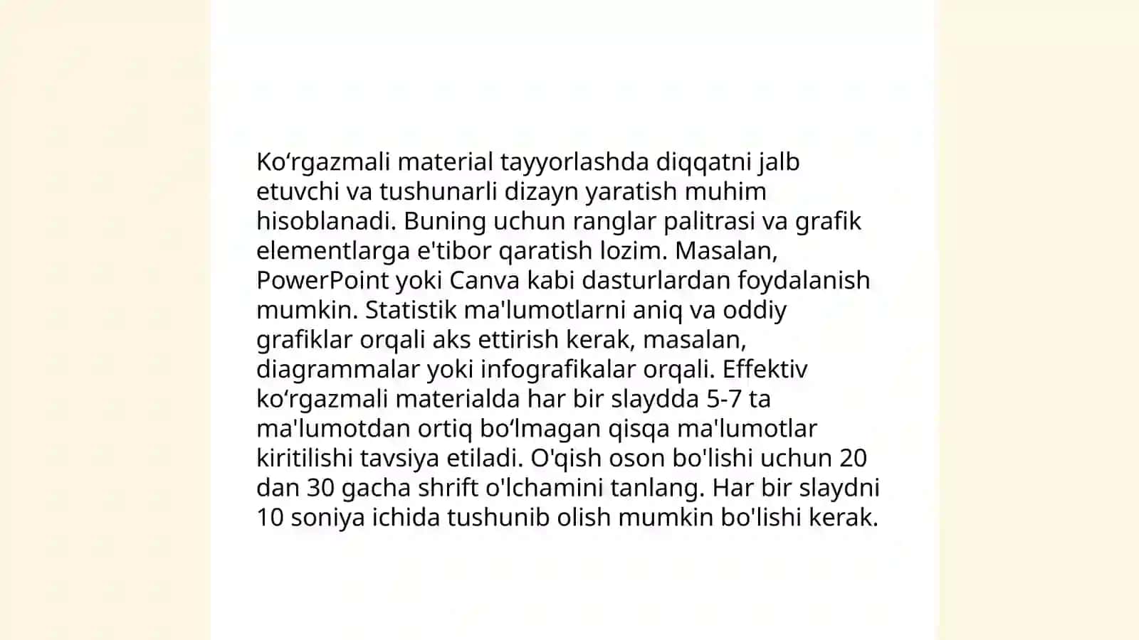 Koʻrgazmali oʻqitish metodiga dars ishlanma tayyorlash 4