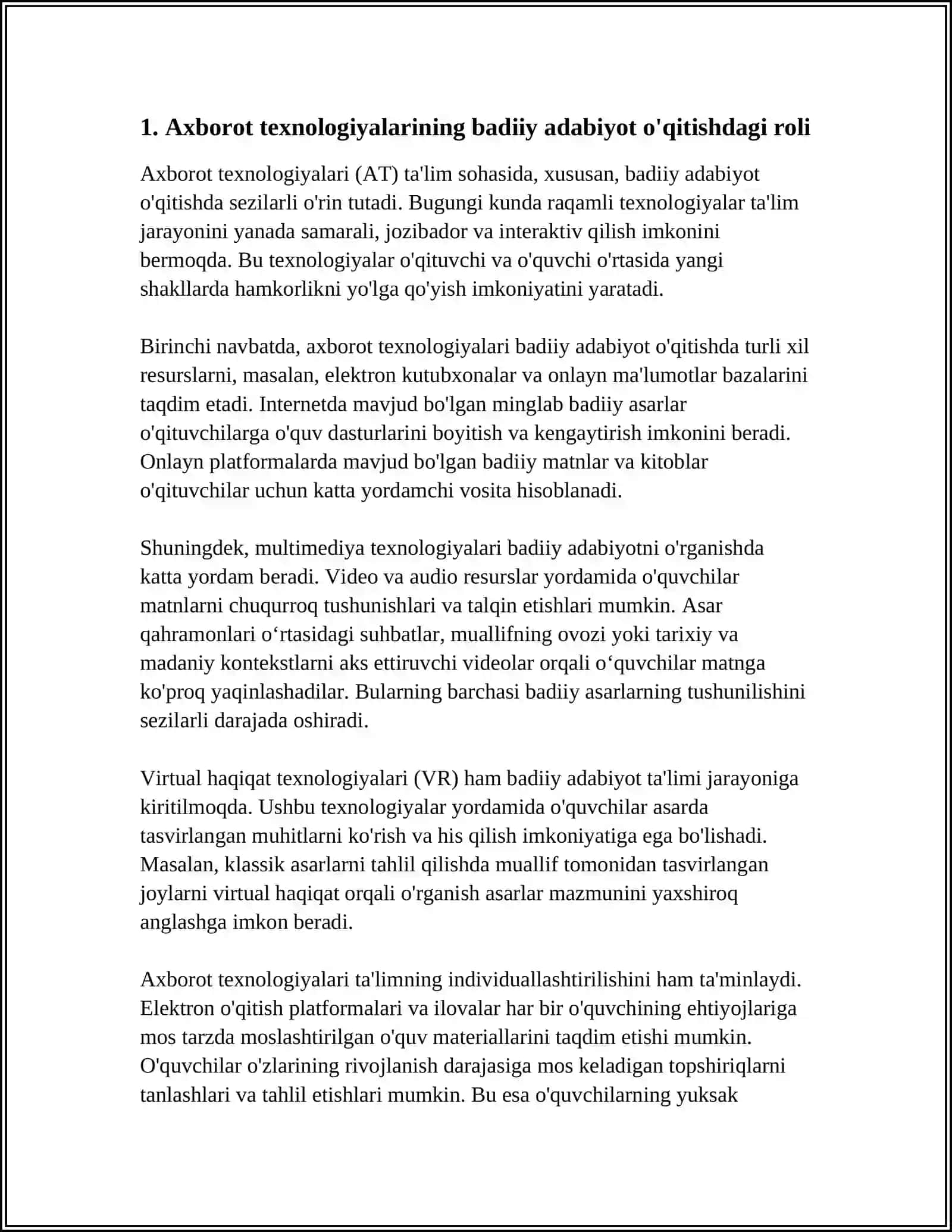 BOLALARNI BADDIY ADABIYOT BILAN TANISHTIRISHDA AXBOROT TEHNOLOGIYADAN FOYDALANISH 4