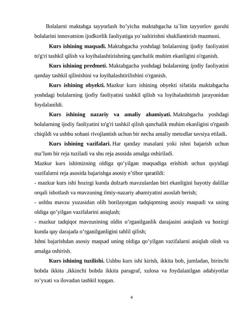 Maktabgacha yoshdagi bolalarni tasviriys qobiliyatini ijodkorligini rivojlanganlik darajasini aniqlash 4