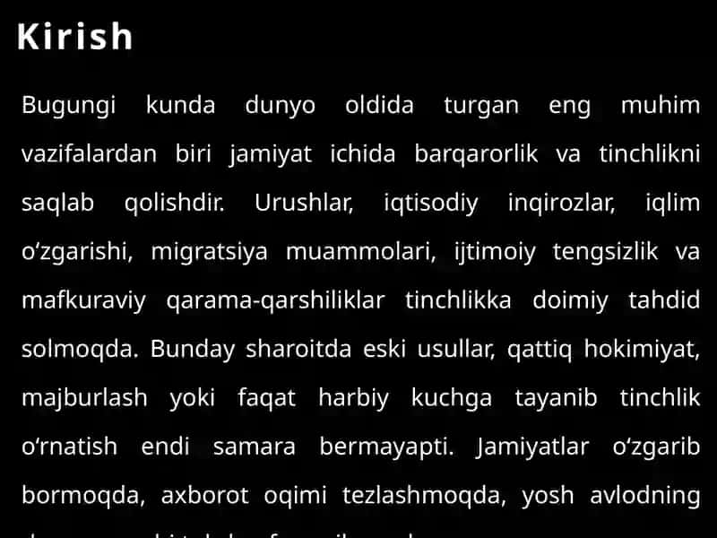 Barqarorlik va tinchlikni ta'minlashda yangi chatafakur 4