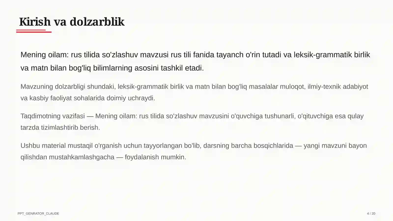 Mening oilam: rus tilida so'zlashuv (3-sinf) 4