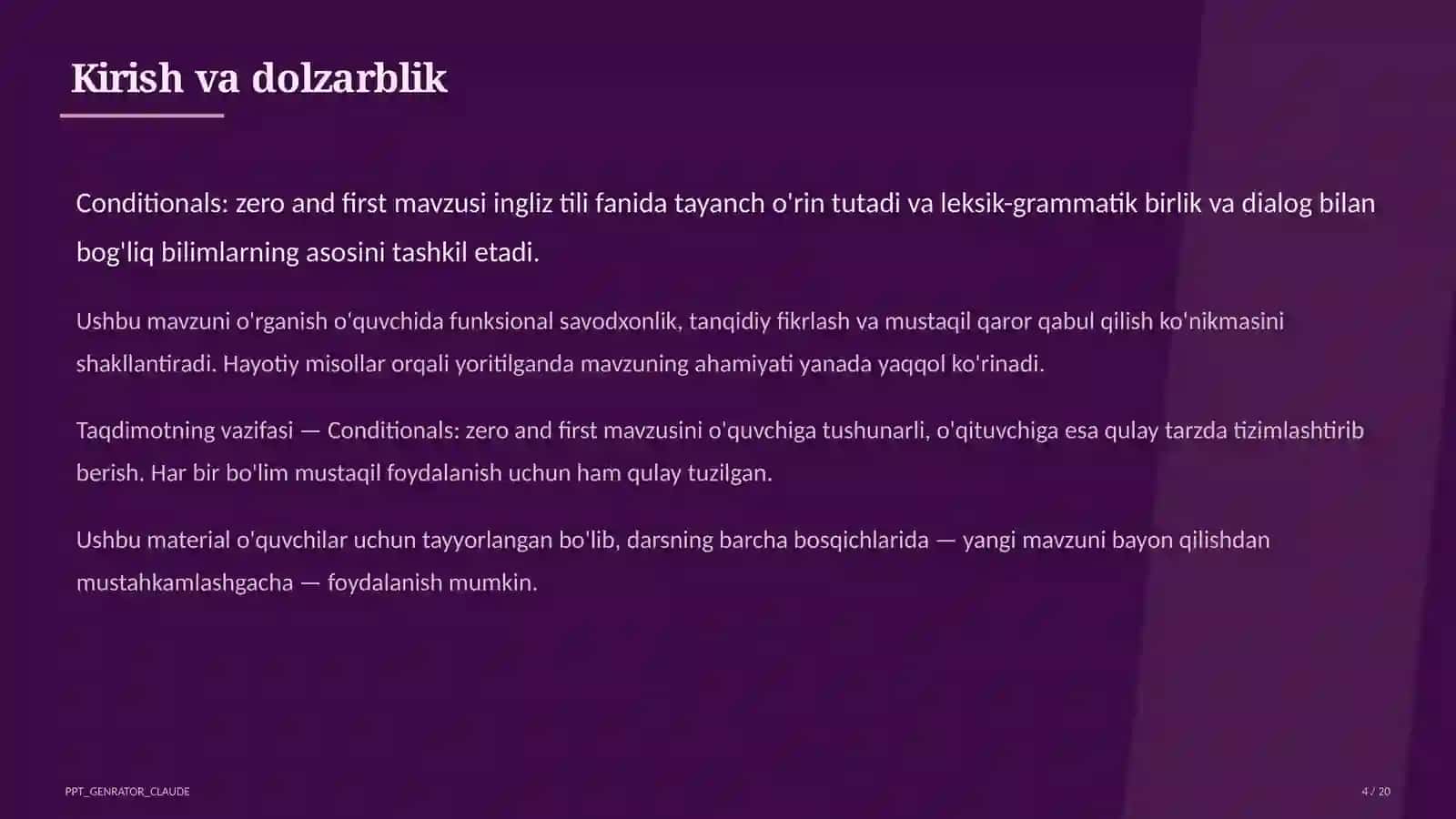 Conditionals: zero and first (8-sinf) 4