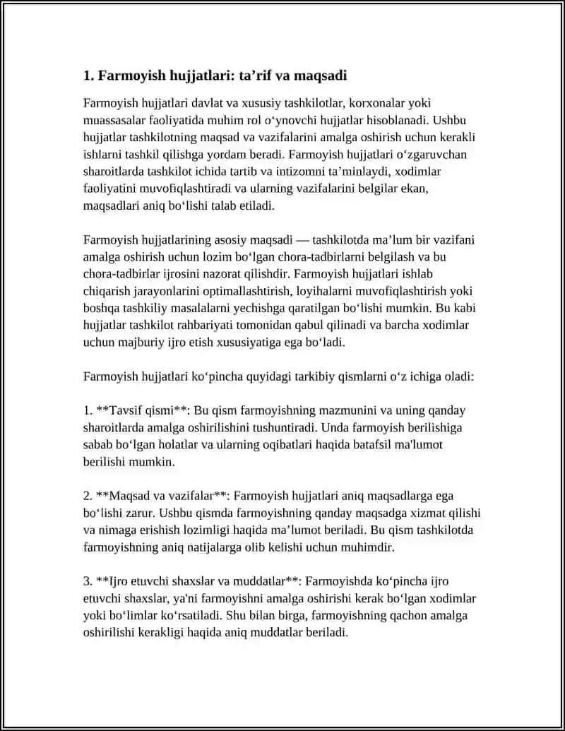 Farmoyish Hujjatlari Bilan Ishlash 4