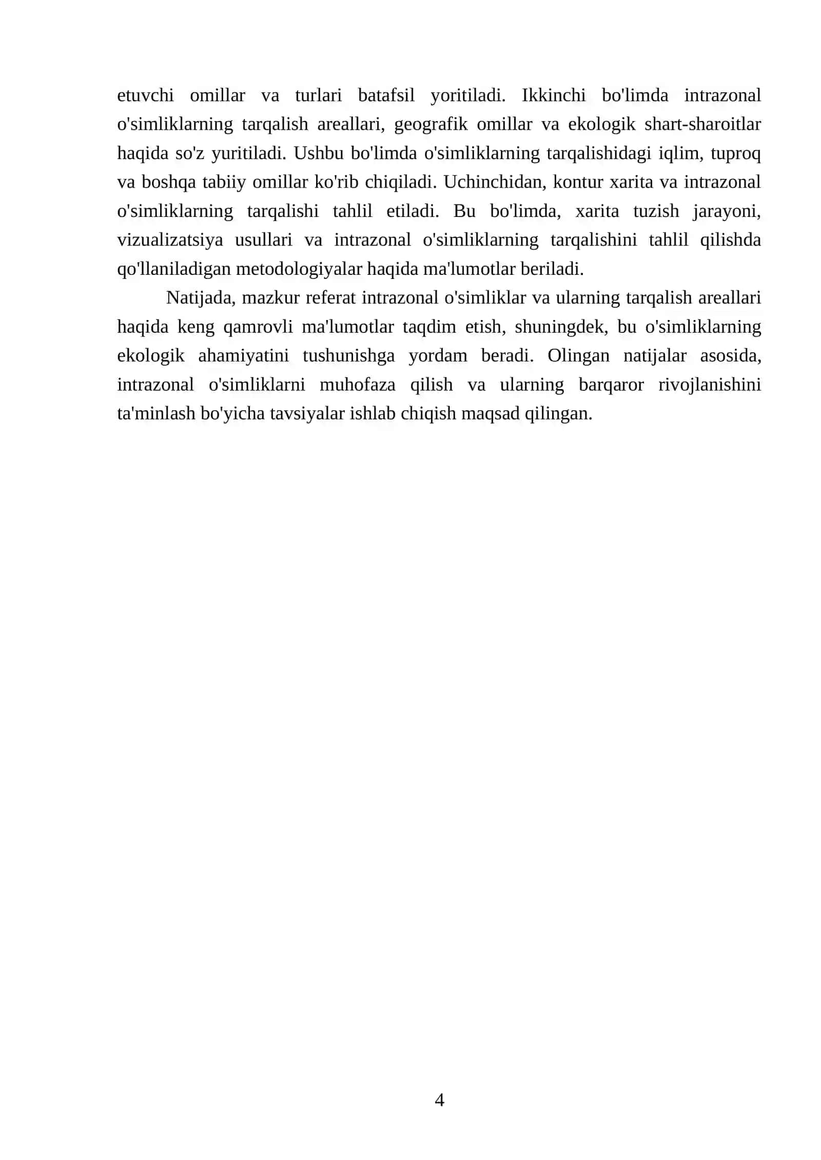 Intrazonal oʻsimliklar va ularning tarqalish areallarini kontur xaritaga tushurish 4