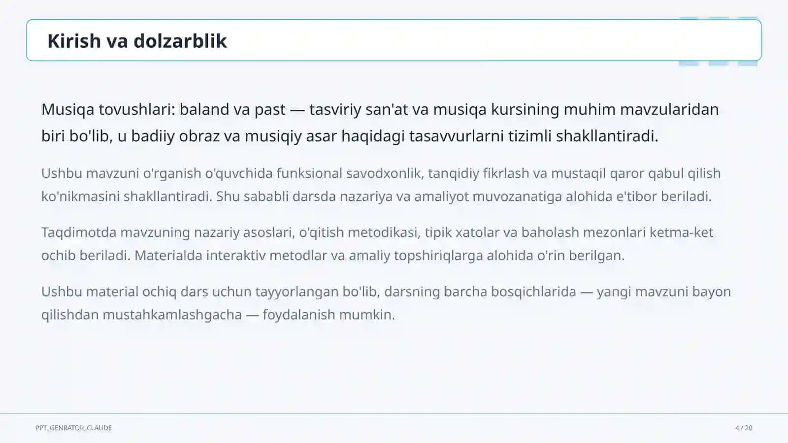 Musiqa tovushlari: baland va past (1-sinf) 4