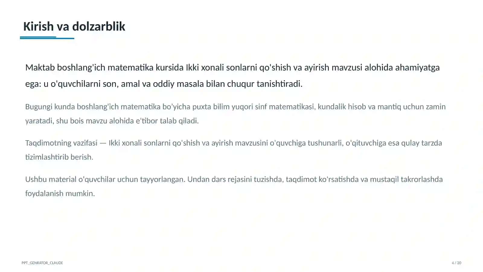 Ikki xonali sonlarni qo'shish va ayirish (2-sinf) 4