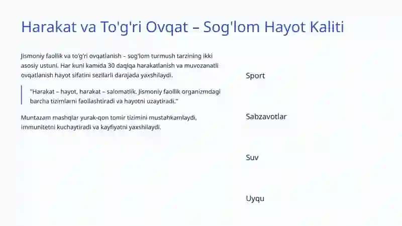 Sog'lom Turmush Tarzi 4
