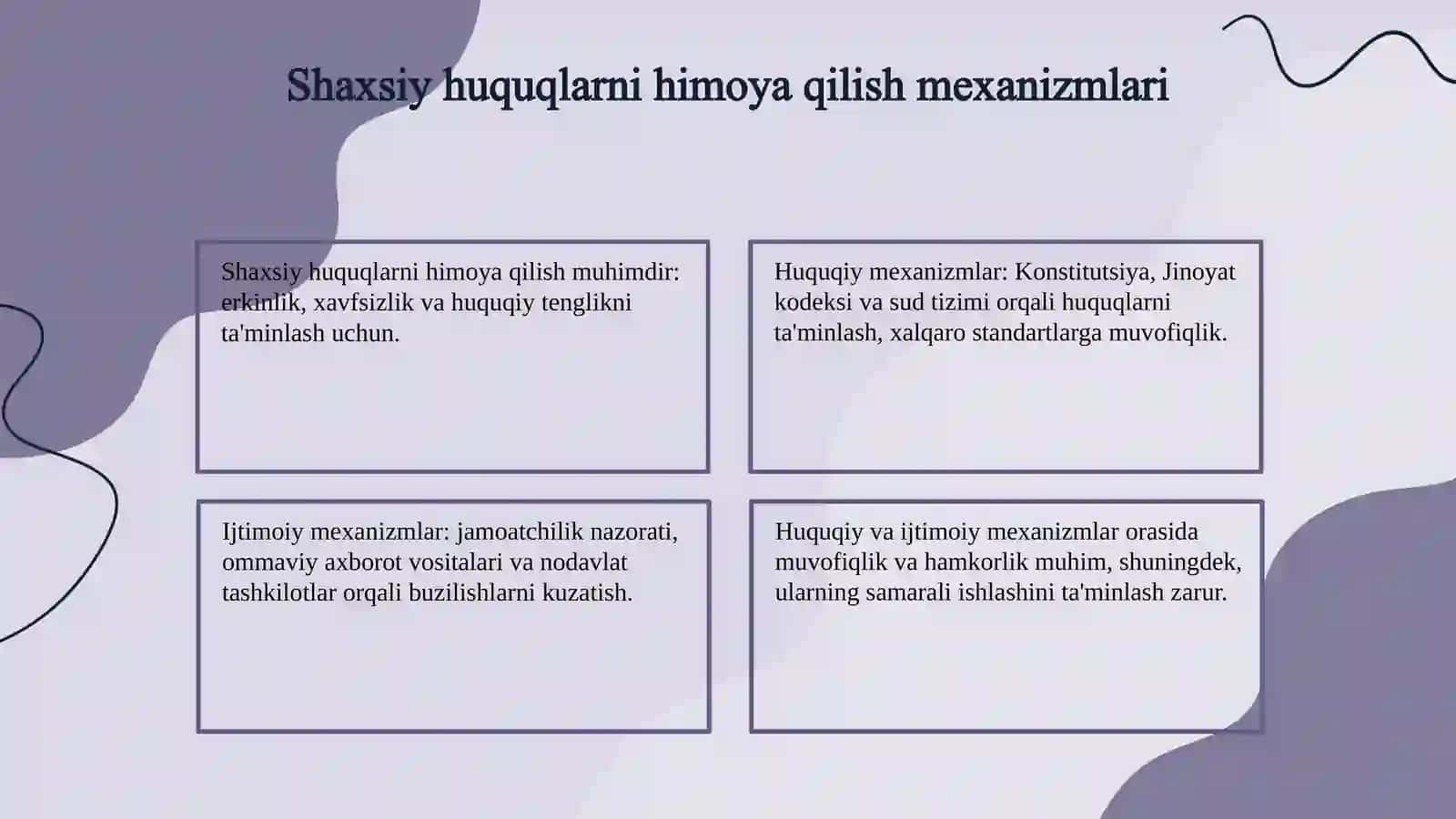 Shaxsiy huquq va erkinliklarning konstitutsiyaviy kafolat 4