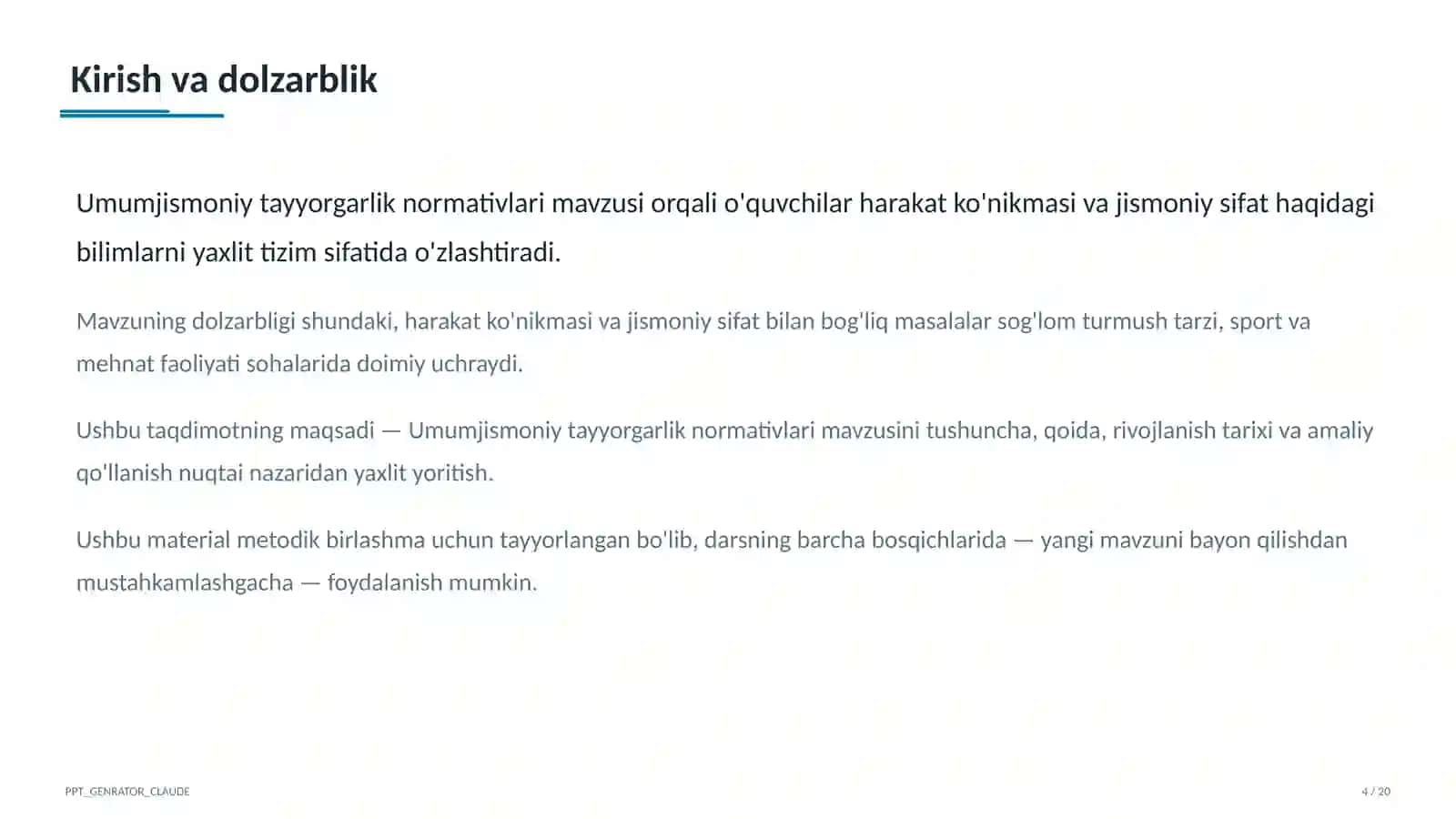 Umumjismoniy tayyorgarlik normativlari (10-sinf) 4