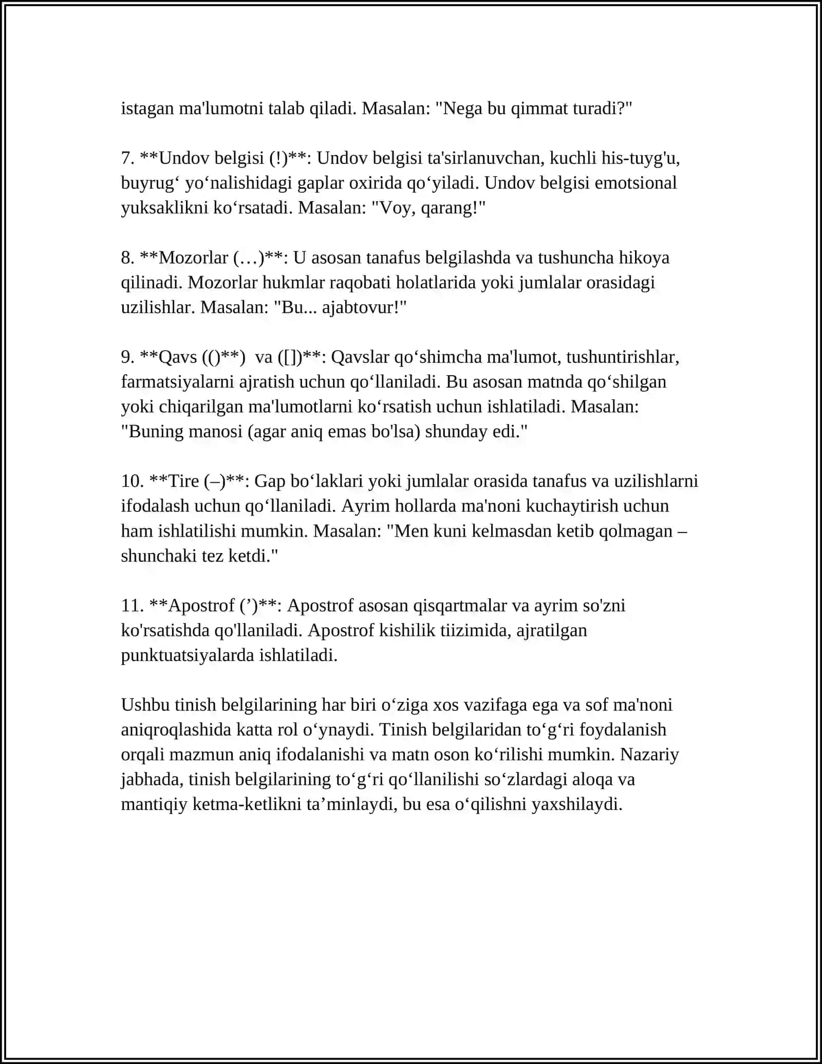 1-4SINF DARSLIKLARIDAGI TINISH BELGILARINING ISHLATILISHIGA OID MASHQLARNI TAHLIL QILISH 4